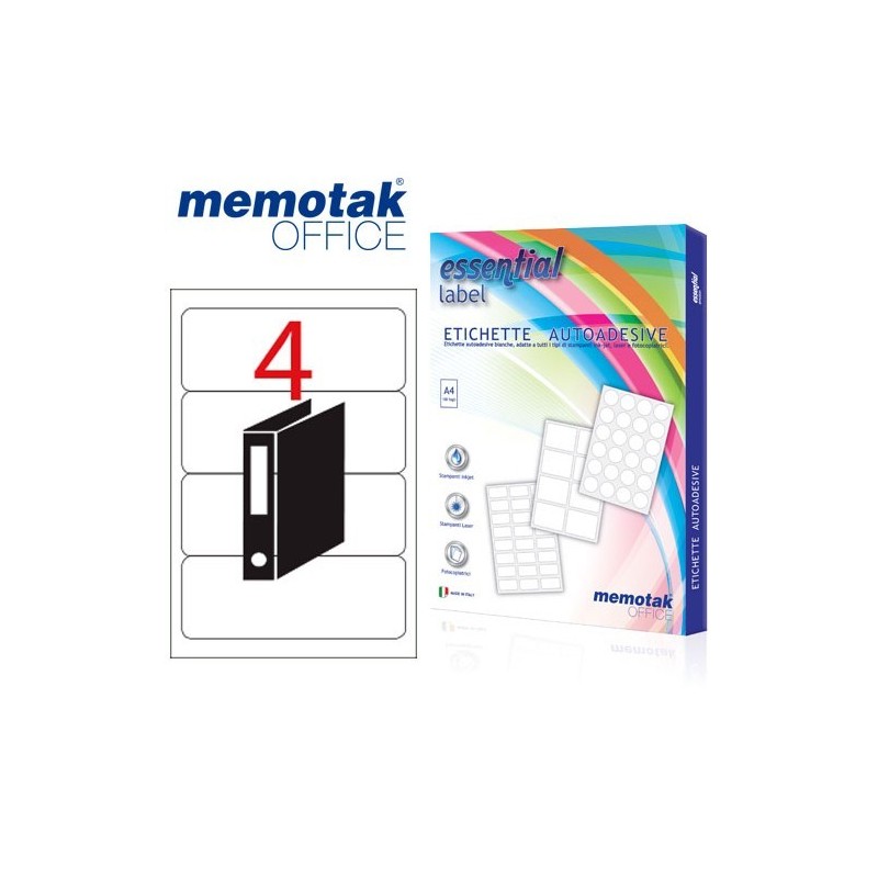 Etichette Autoadesive Memotak A4 190x61 mm 400pz | Professionale