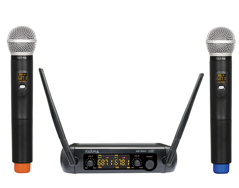 Radiomicrofono Karma Professionale UHF Doppio Palmare Set 8202