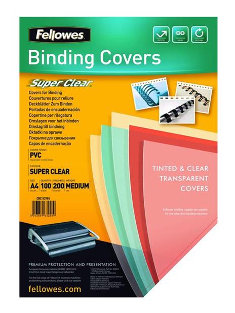 Copertine PVC A4 Fellowes 150 Micron Trasparente 100 Pz Offerta
