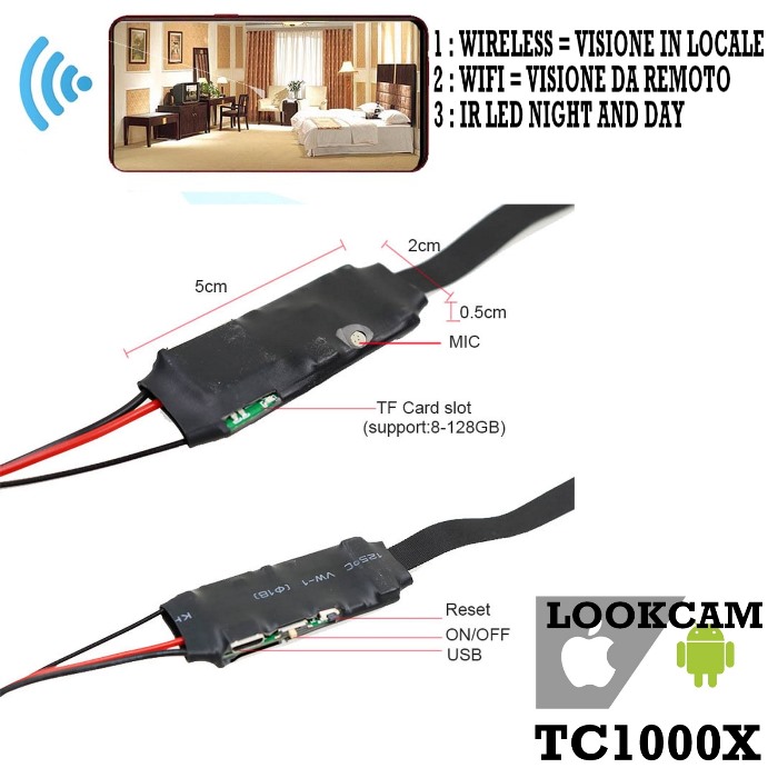 Telecamera Sorveglianza Micro Spy Cam TC1000X WiFi | Offerta