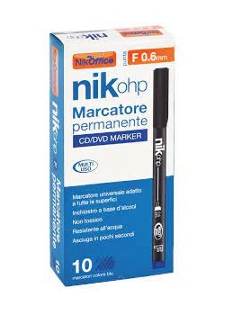 Marcatore a Penna NikOHP F 0.6mm Nero 10 Pz Professionale