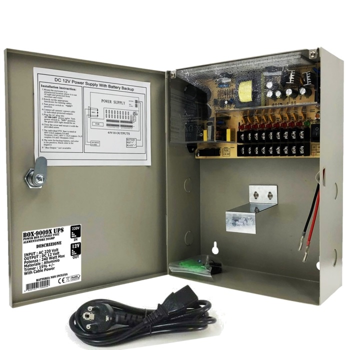 Alimentatore TVCC 12V 240W 9 Canali UPS Professional