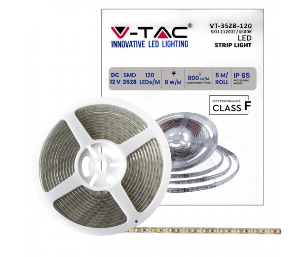 Striscia LED V-Tac VT-3528 5M 6500K IP65 | Affidabile