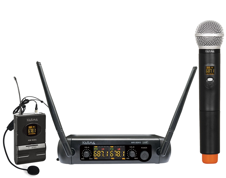 Radiomicrofono Karma Set 8202PL Professionale Doppio UHF