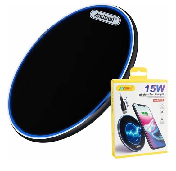 Caricatore Wireless Fast Charger 15W Nero Andowl | Offerta