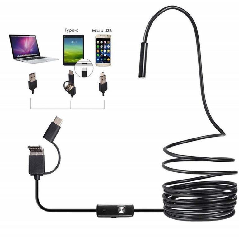 Endoscopio Impermeabile 3 in 1 USB Professionale 5 Metri Y101