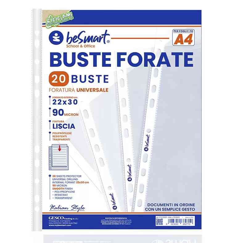 Buste Forate A4 90 Micron Be Smart 20 Pz | Conveniente