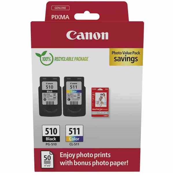 Kit Canon PG-510 e CL-511 Originale con Carta Fotografica