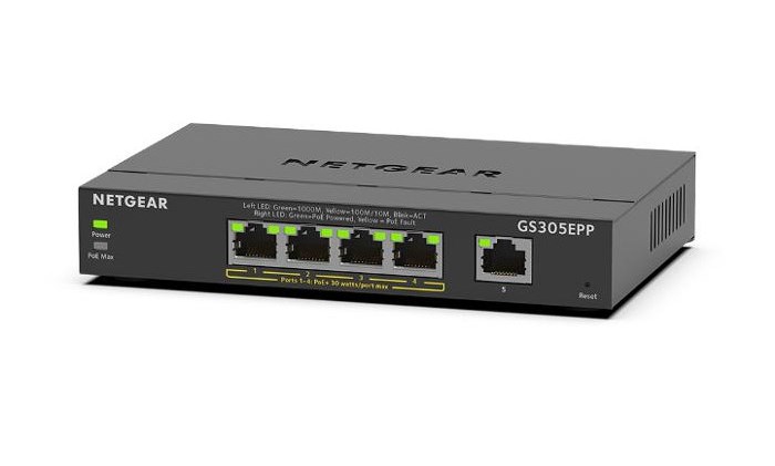 Switch Netgear GS305EPP 5 Porte PoE+: Professionale e Affidabile