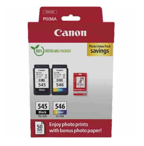 Originale Cartuccia Canon PG-545 CL-546 Multipack con 50 Fogli