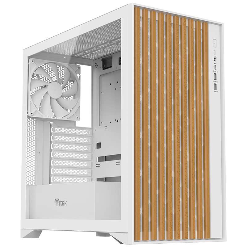 Case Itek Woody Bianco ATX: Scopri il Gaming Tower in Legno