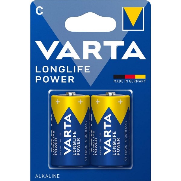 Batterie C Varta Longlife Power 1.5V Originale - 2 Pezzi
