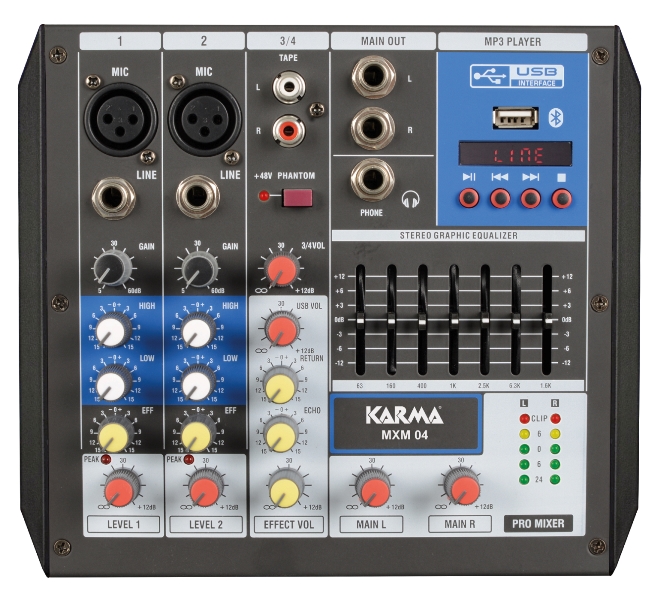 Mixer Karma MXP 04 Professionale per DJ a 4 Canali