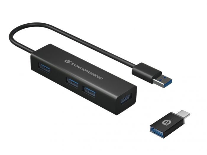 Hub USB 3.0 Conceptronic 4 Porte con Adattatore USB-C | Offerta