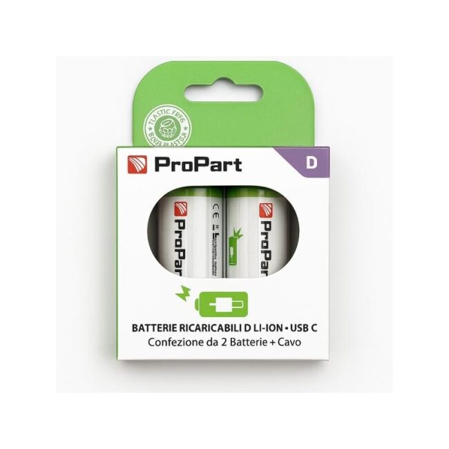 Batterie ricaricabili D USB-C Propart 4200mAh Offerta