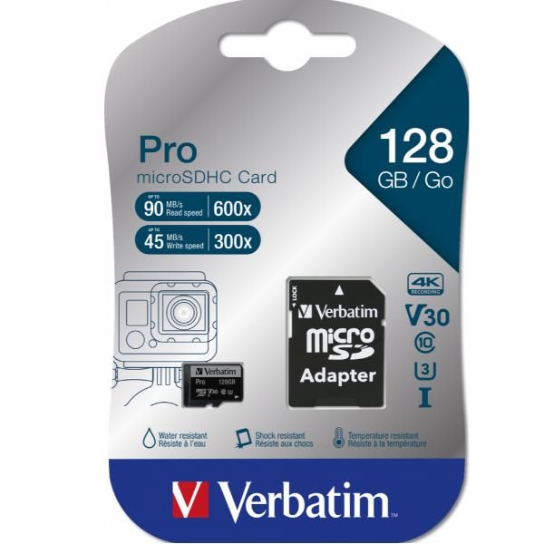 Micro SD 128 GB Verbatim Professional con Adattatore | Omnicenter
