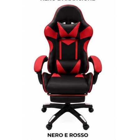 Nuova Sedia Gaming Wse8156 Rosso/Nero con Poggiapiedi