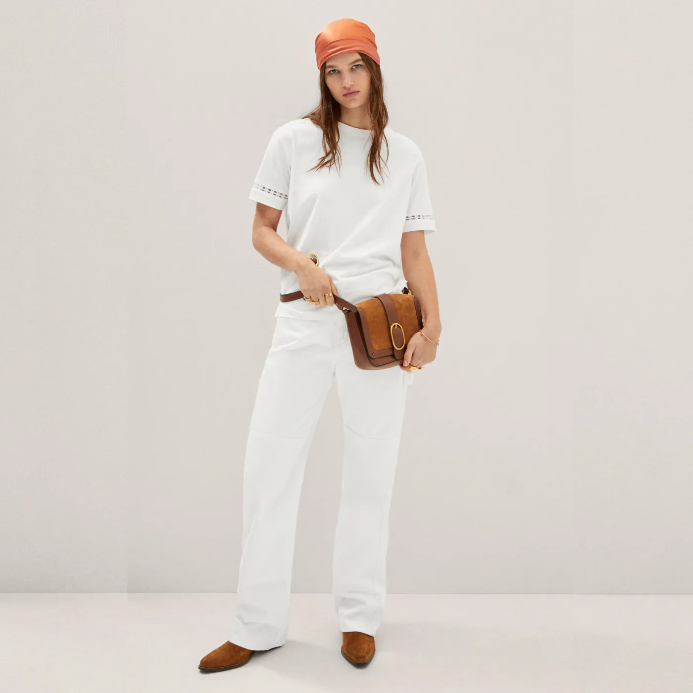 Embroidered White Cotton T-Shirt - immagine 2