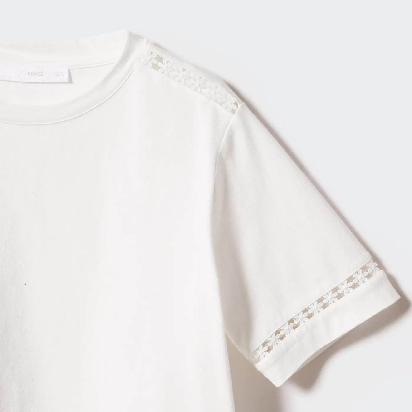 Embroidered White Cotton T-Shirt - immagine 6